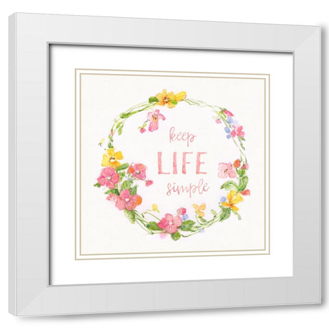 Springtime Wreath II White Modern Wood Framed Art Print with Double Matting by Swatland, Sally