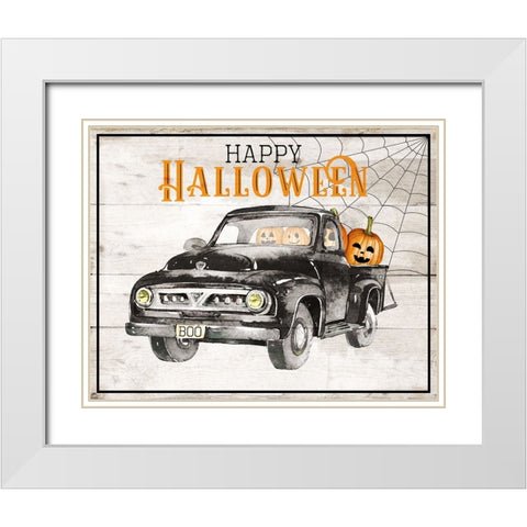 Happy Halloween White Modern Wood Framed Art Print with Double Matting by Santiago, Daniela