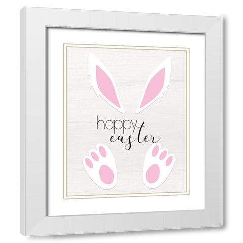 Happy Easter White Modern Wood Framed Art Print with Double Matting by CAD Designs