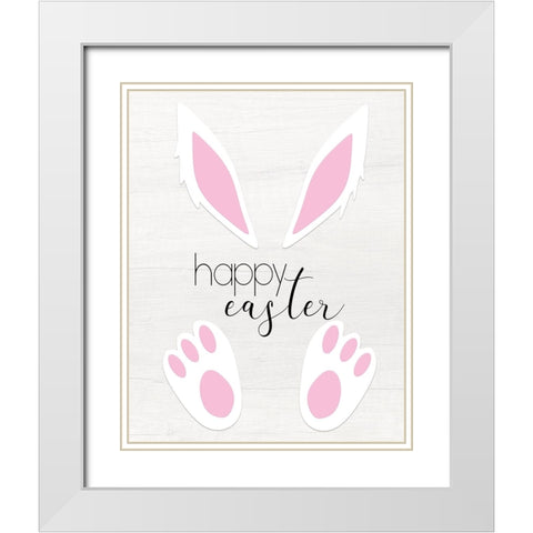 Happy Easter White Modern Wood Framed Art Print with Double Matting by CAD Designs