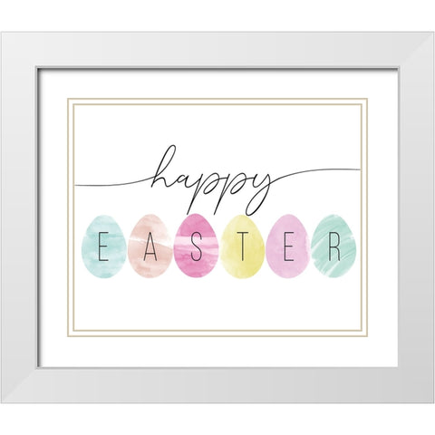 Happy Easter White Modern Wood Framed Art Print with Double Matting by CAD Designs