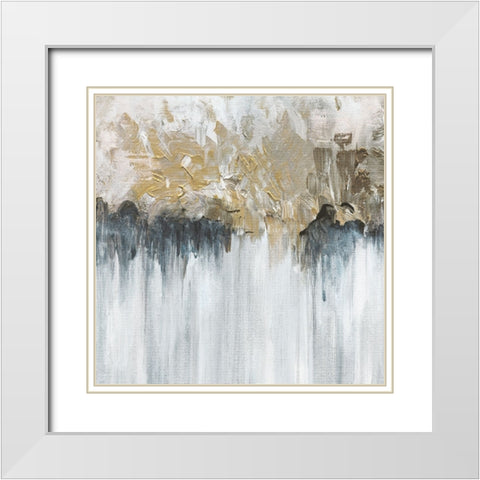 Blue Shadows White Modern Wood Framed Art Print with Double Matting by Jill, Susan