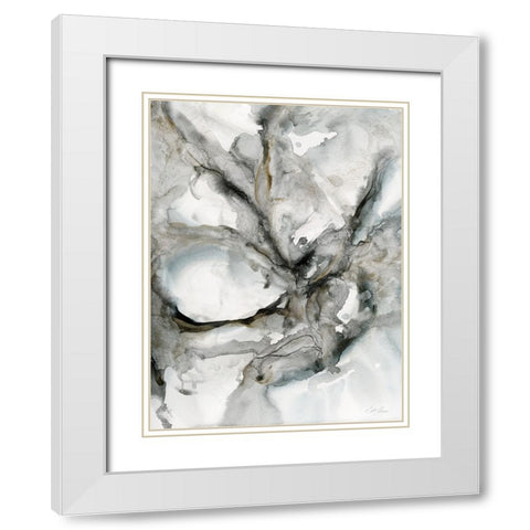 Marble Harmony White Modern Wood Framed Art Print with Double Matting by Chang, Stella