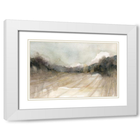 Abstract Fields White Modern Wood Framed Art Print with Double Matting by Robinson, Carol