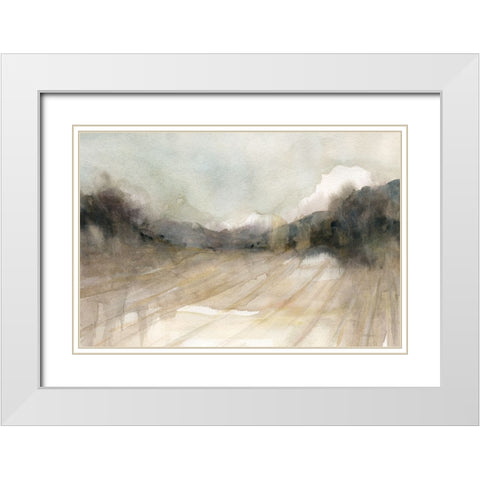 Abstract Fields White Modern Wood Framed Art Print with Double Matting by Robinson, Carol