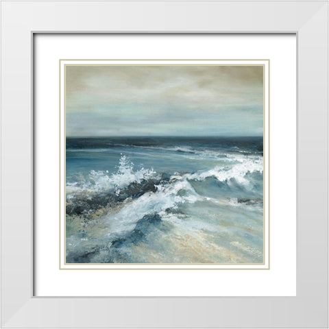 Converging Waves White Modern Wood Framed Art Print with Double Matting by Robinson, Carol