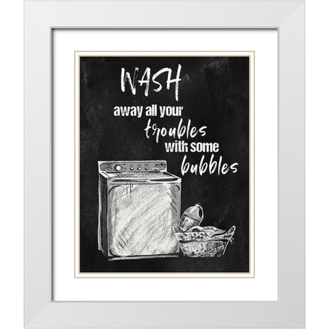 Wash Away Your Troubles White Modern Wood Framed Art Print with Double Matting by Knutsen, Conrad