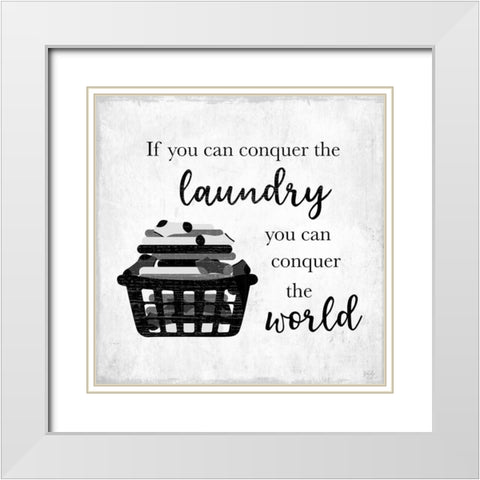 Conquer Laundry White Modern Wood Framed Art Print with Double Matting by Carpentieri, Natalie