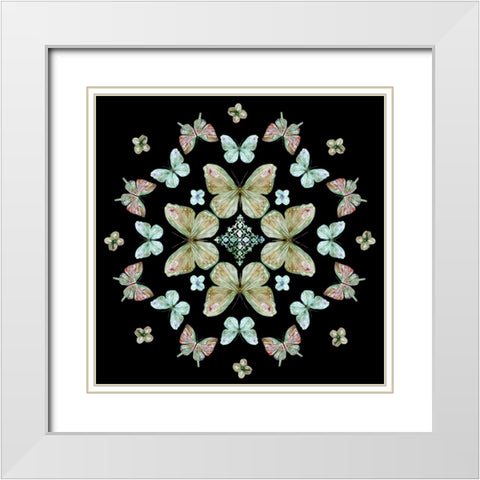 Butterfly Kaleidoscope White Modern Wood Framed Art Print with Double Matting by Robinson, Carol