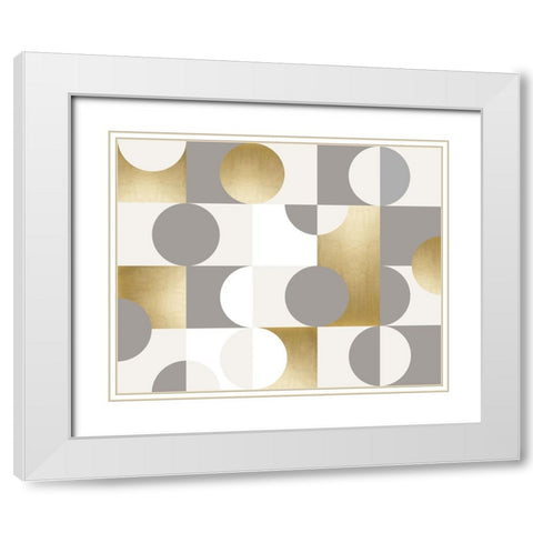 Modern Gold Reflections White Modern Wood Framed Art Print with Double Matting by Carpentieri, Natalie