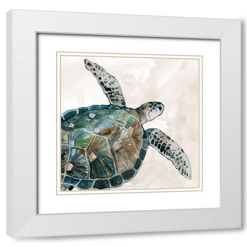 Neutral Sea Turtle I White Modern Wood Framed Art Print with Double Matting by Robinson, Carol
