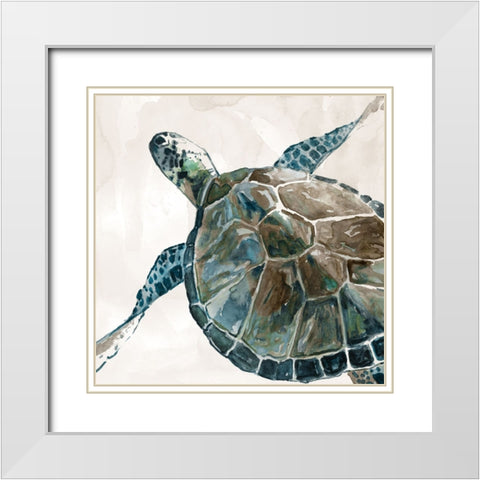 Neutral Sea Turtle II White Modern Wood Framed Art Print with Double Matting by Robinson, Carol