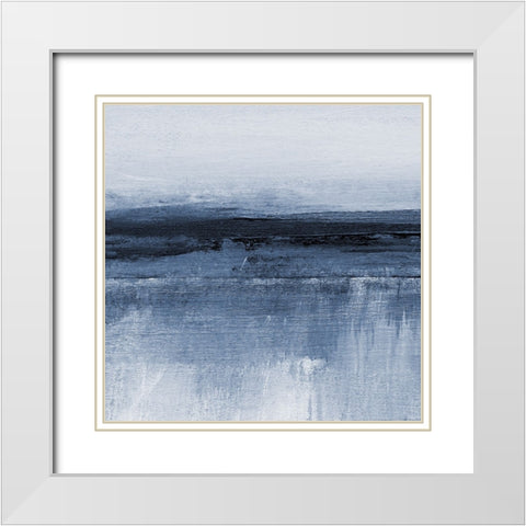 Severn in Cyan I White Modern Wood Framed Art Print with Double Matting by Jill, Susan
