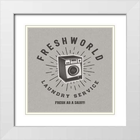 Fresh World White Modern Wood Framed Art Print with Double Matting by CAD Designs