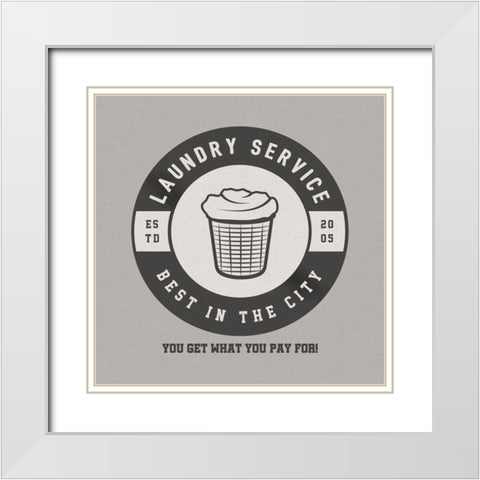 Best In The City Laundry White Modern Wood Framed Art Print with Double Matting by CAD Designs