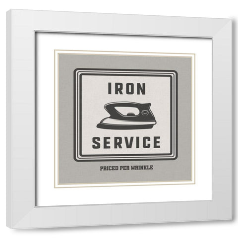 Iron Service White Modern Wood Framed Art Print with Double Matting by CAD Designs