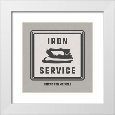 Iron Service White Modern Wood Framed Art Print with Double Matting by CAD Designs