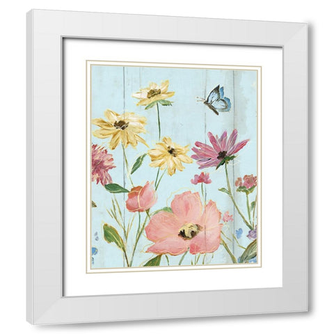 Wildflower Flutter II White Modern Wood Framed Art Print with Double Matting by Nan