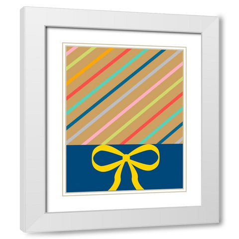 Stripes White Modern Wood Framed Art Print with Double Matting by CAD Designs