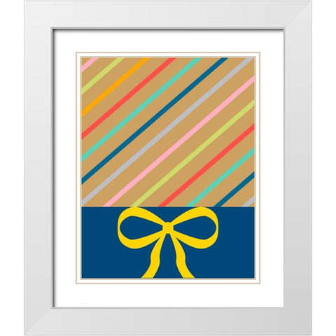 Stripes White Modern Wood Framed Art Print with Double Matting by CAD Designs