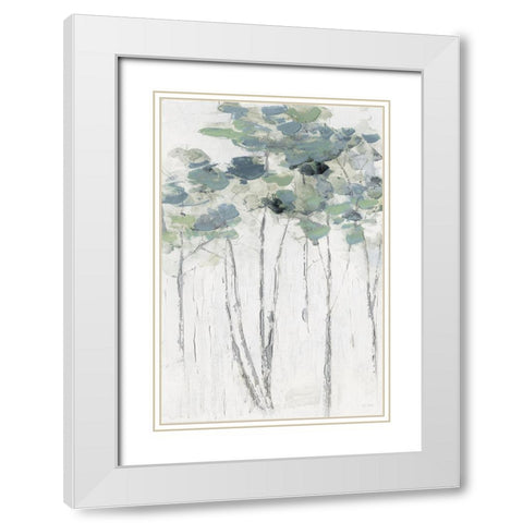 Impasto Tree Line I White Modern Wood Framed Art Print with Double Matting by Swatland, Sally