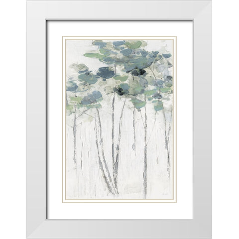 Impasto Tree Line I White Modern Wood Framed Art Print with Double Matting by Swatland, Sally