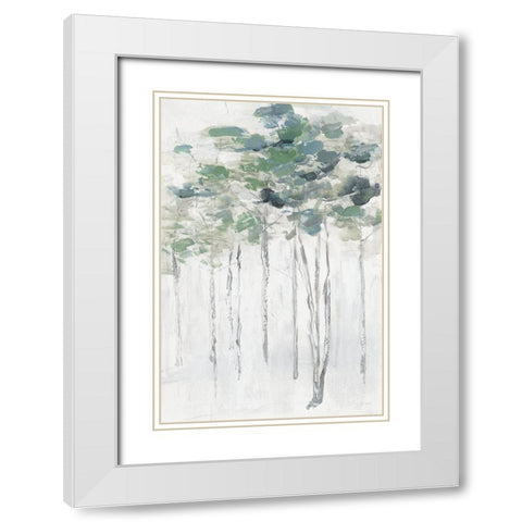 Impasto Tree Line II White Modern Wood Framed Art Print with Double Matting by Swatland, Sally