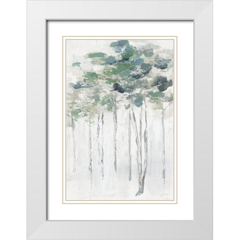 Impasto Tree Line II White Modern Wood Framed Art Print with Double Matting by Swatland, Sally
