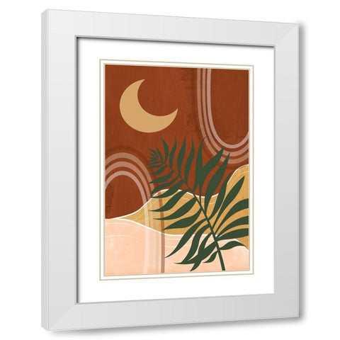 Sedona Moon and Palm White Modern Wood Framed Art Print with Double Matting by Santiago, Daniela