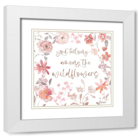 Gentle Wildflowers I White Modern Wood Framed Art Print with Double Matting by Swatland, Sally