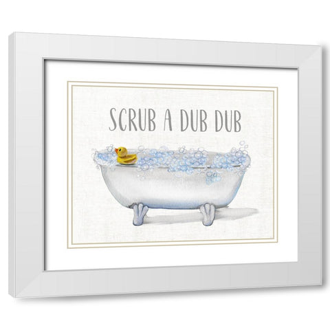 Scrub A Dub White Modern Wood Framed Art Print with Double Matting by Brooks, Donna