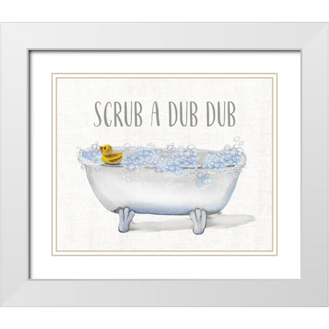 Scrub A Dub White Modern Wood Framed Art Print with Double Matting by Brooks, Donna