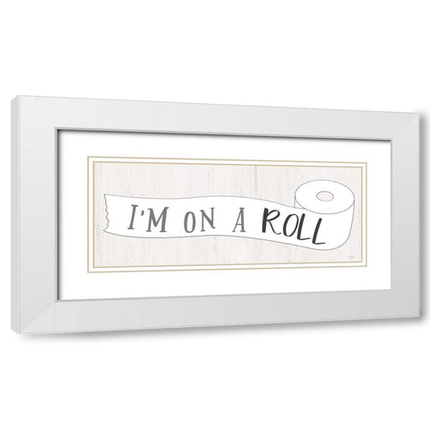 Im On A Roll White Modern Wood Framed Art Print with Double Matting by Carpentieri, Natalie