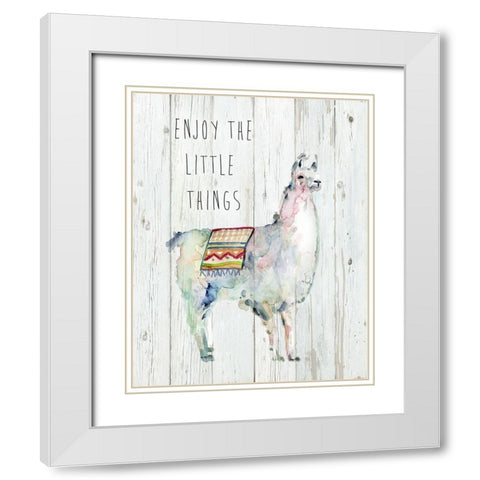 Llama Little Things White Modern Wood Framed Art Print with Double Matting by Finn, Livi