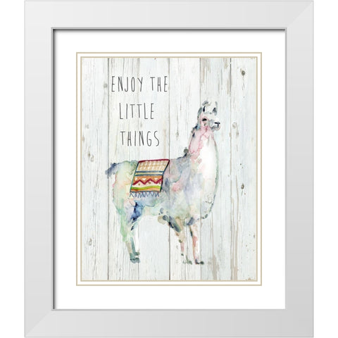 Llama Little Things White Modern Wood Framed Art Print with Double Matting by Finn, Livi