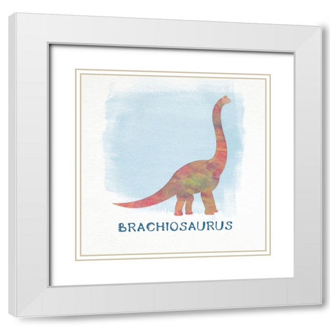 Brachiosaurus White Modern Wood Framed Art Print with Double Matting by CAD Designs