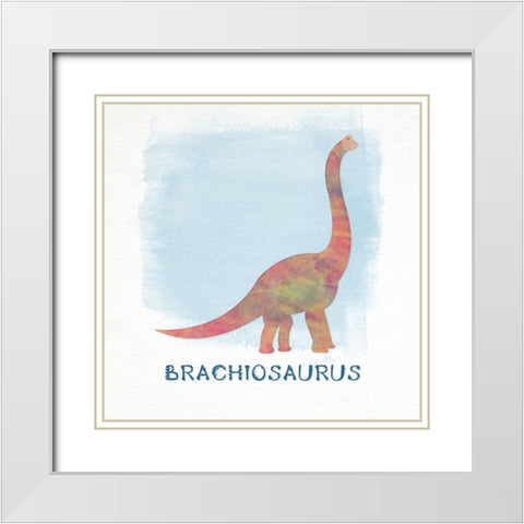 Brachiosaurus White Modern Wood Framed Art Print with Double Matting by CAD Designs