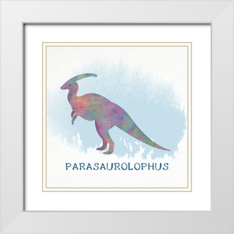 Parasaurolophus White Modern Wood Framed Art Print with Double Matting by CAD Designs