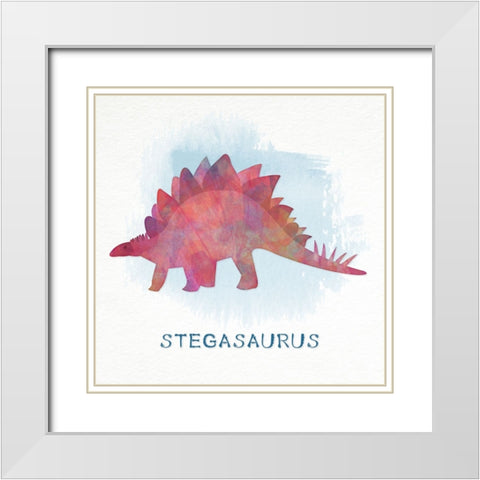 Stegasaurus White Modern Wood Framed Art Print with Double Matting by CAD Designs