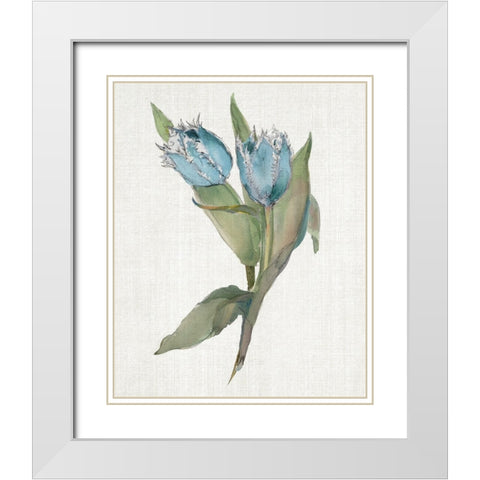 Blue Tulip Picks II White Modern Wood Framed Art Print with Double Matting by Troise Heidel, Theresa