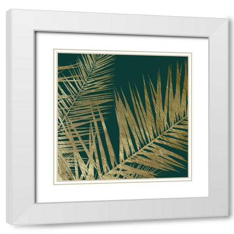 Emerald and Gold I White Modern Wood Framed Art Print with Double Matting by Craven, Katrina