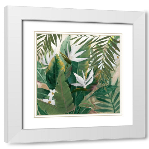 Paradise Palms White Modern Wood Framed Art Print with Double Matting by Nan