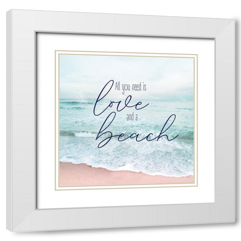 Love and a Beach White Modern Wood Framed Art Print with Double Matting by Carpentieri, Natalie