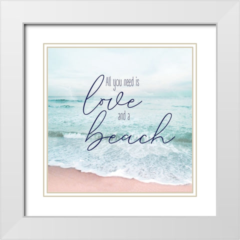 Love and a Beach White Modern Wood Framed Art Print with Double Matting by Carpentieri, Natalie