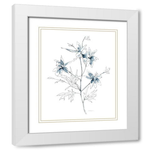 Indigo Sketch II White Modern Wood Framed Art Print with Double Matting by Robinson, Carol