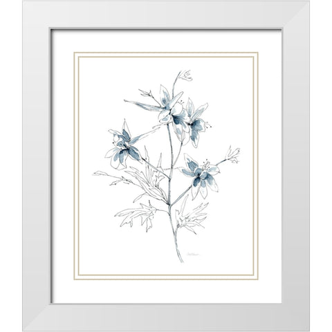 Indigo Sketch II White Modern Wood Framed Art Print with Double Matting by Robinson, Carol