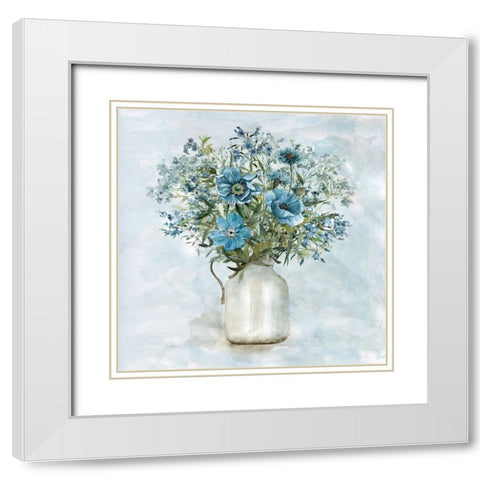 Arrayed in Blue I White Modern Wood Framed Art Print with Double Matting by Robinson, Carol