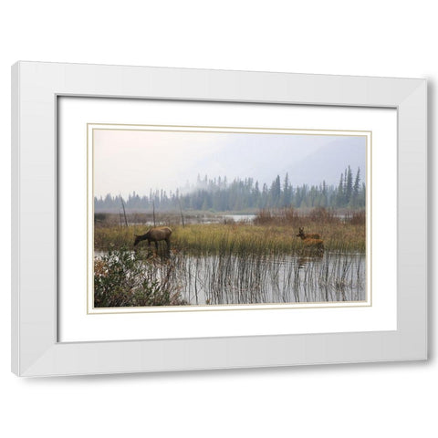 Out with the Twins White Modern Wood Framed Art Print with Double Matting by Robinson, Carol