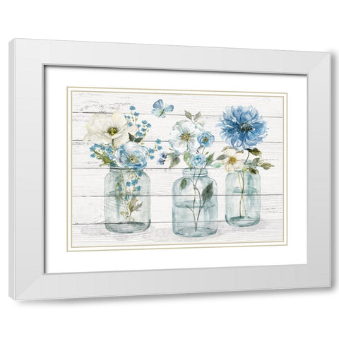 Bottled Blues White Modern Wood Framed Art Print with Double Matting by Finn, Livi