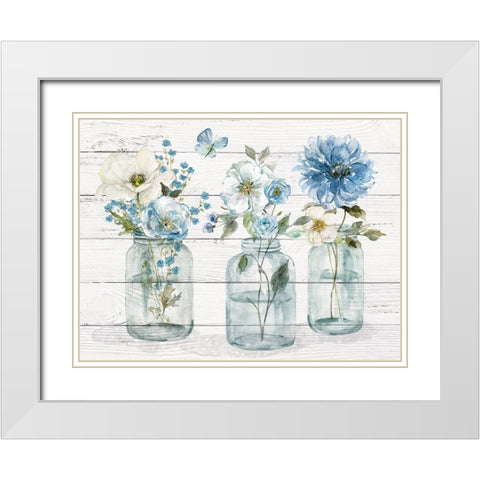 Bottled Blues White Modern Wood Framed Art Print with Double Matting by Finn, Livi